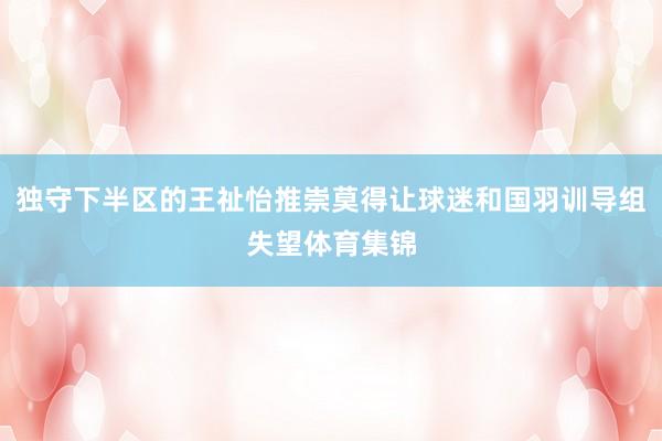 独守下半区的王祉怡推崇莫得让球迷和国羽训导组失望体育集锦