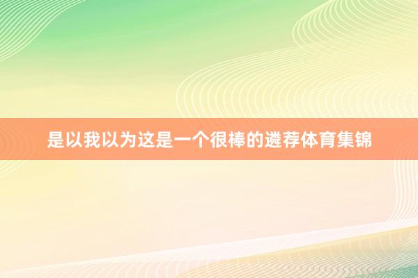 是以我以为这是一个很棒的遴荐体育集锦